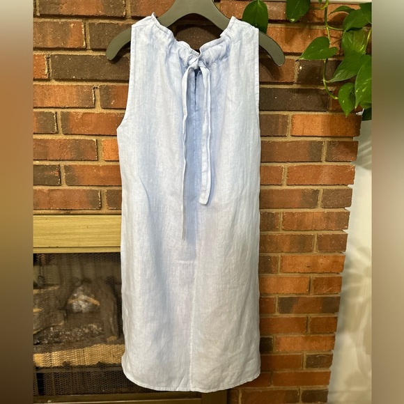 🛍️ light blue 100% Linen  dress with adjustable neck line - Picture 6 of 10